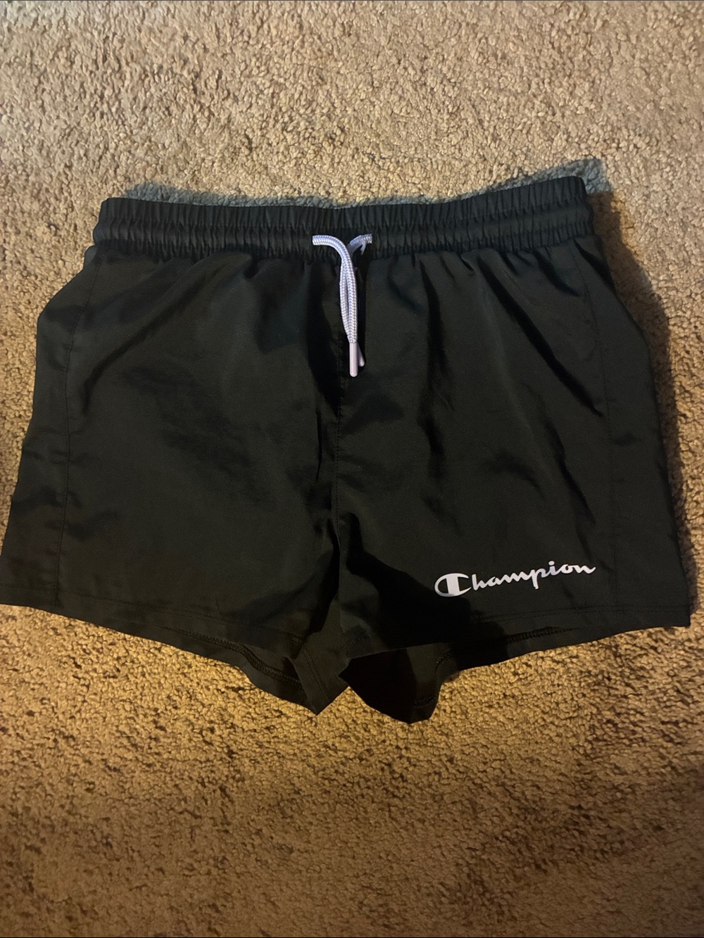 Champion Men’s Black Athletic Shorts with White Drawstring
